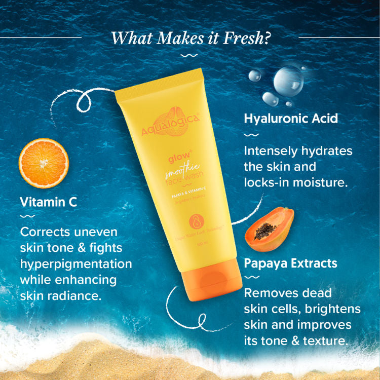 AQUALOGICA GLOW+SMOOTHIE FACE WASH 100ML