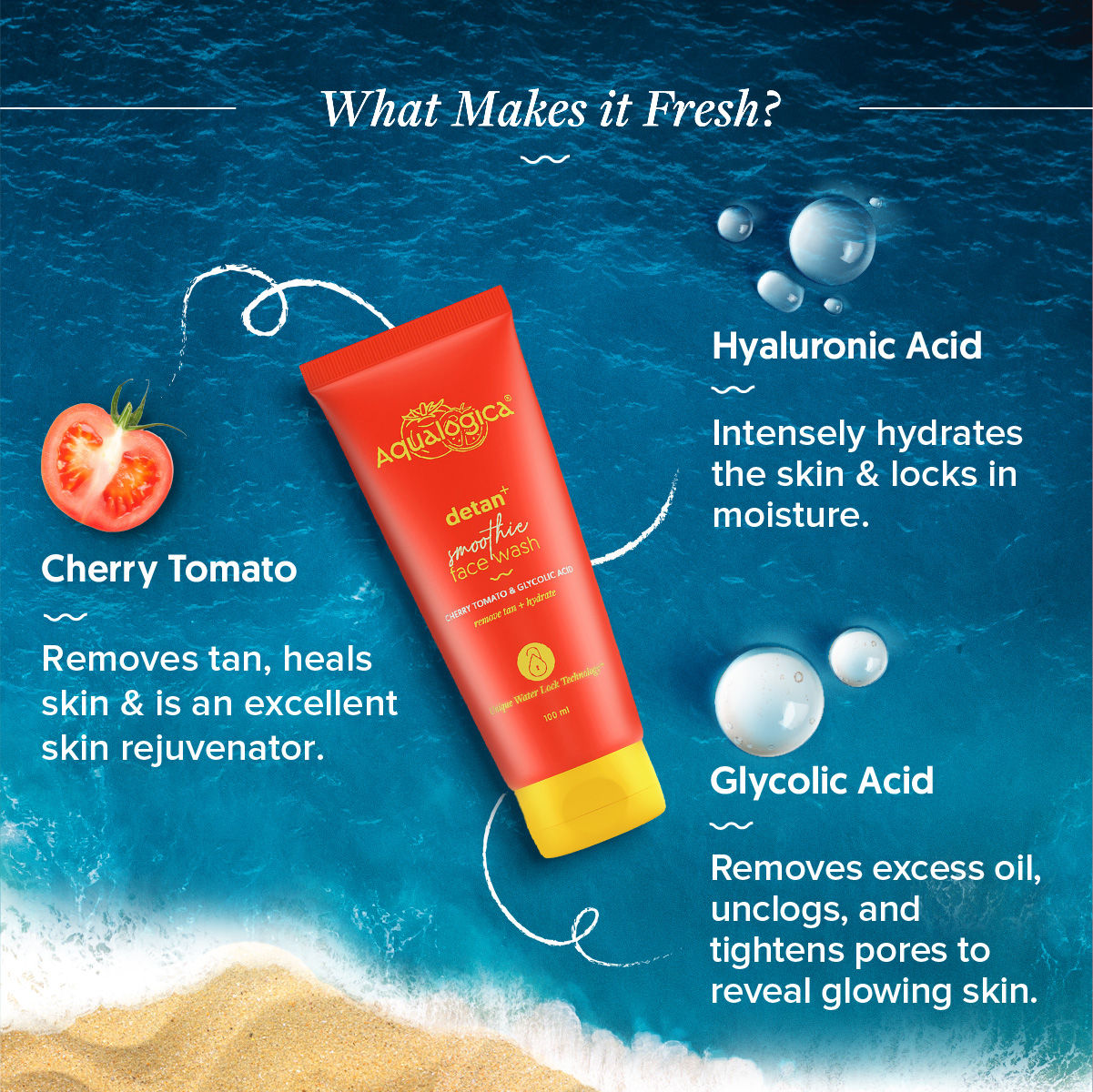 AQUALOGICA DETAN+SMOOTHIE FACE WASH 100ML
