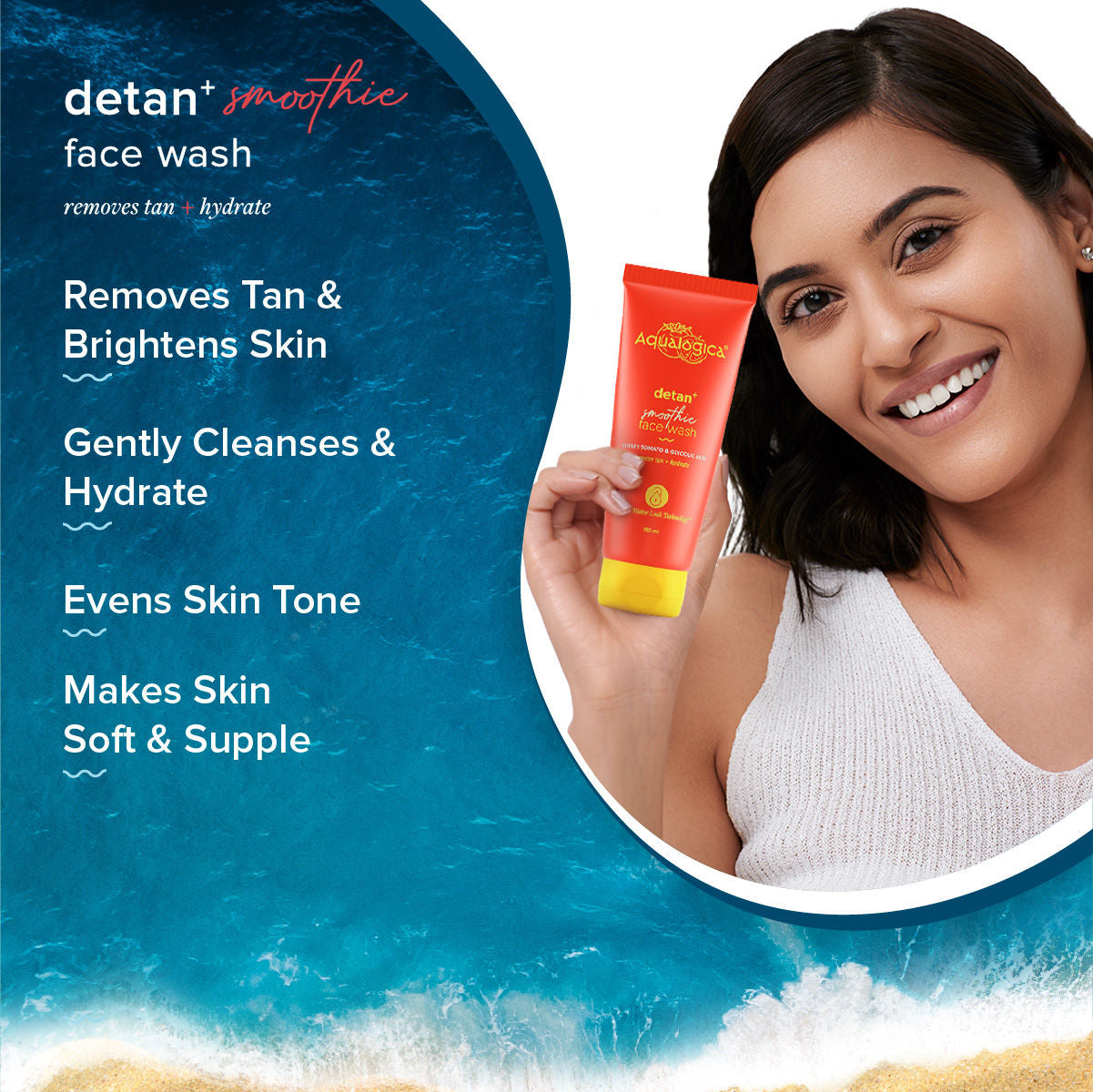 AQUALOGICA DETAN+SMOOTHIE FACE WASH 100ML