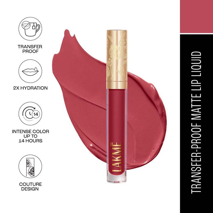 LAKME ROUGE BLOOM MATTE LIP LIQUID LIPSTICK 302 DELICATE DAISY 3.5ML