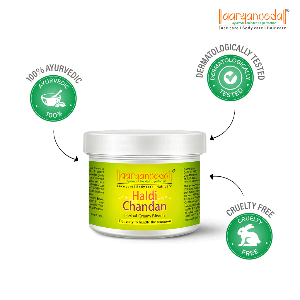 ARYANVEDA HALDI CHANDAN HERBAL CREAM BLEACH INSTANT GLOW 43G