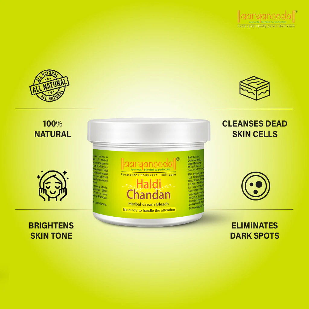 ARYANVEDA HALDI CHANDAN HERBAL CREAM BLEACH INSTANT GLOW 43G