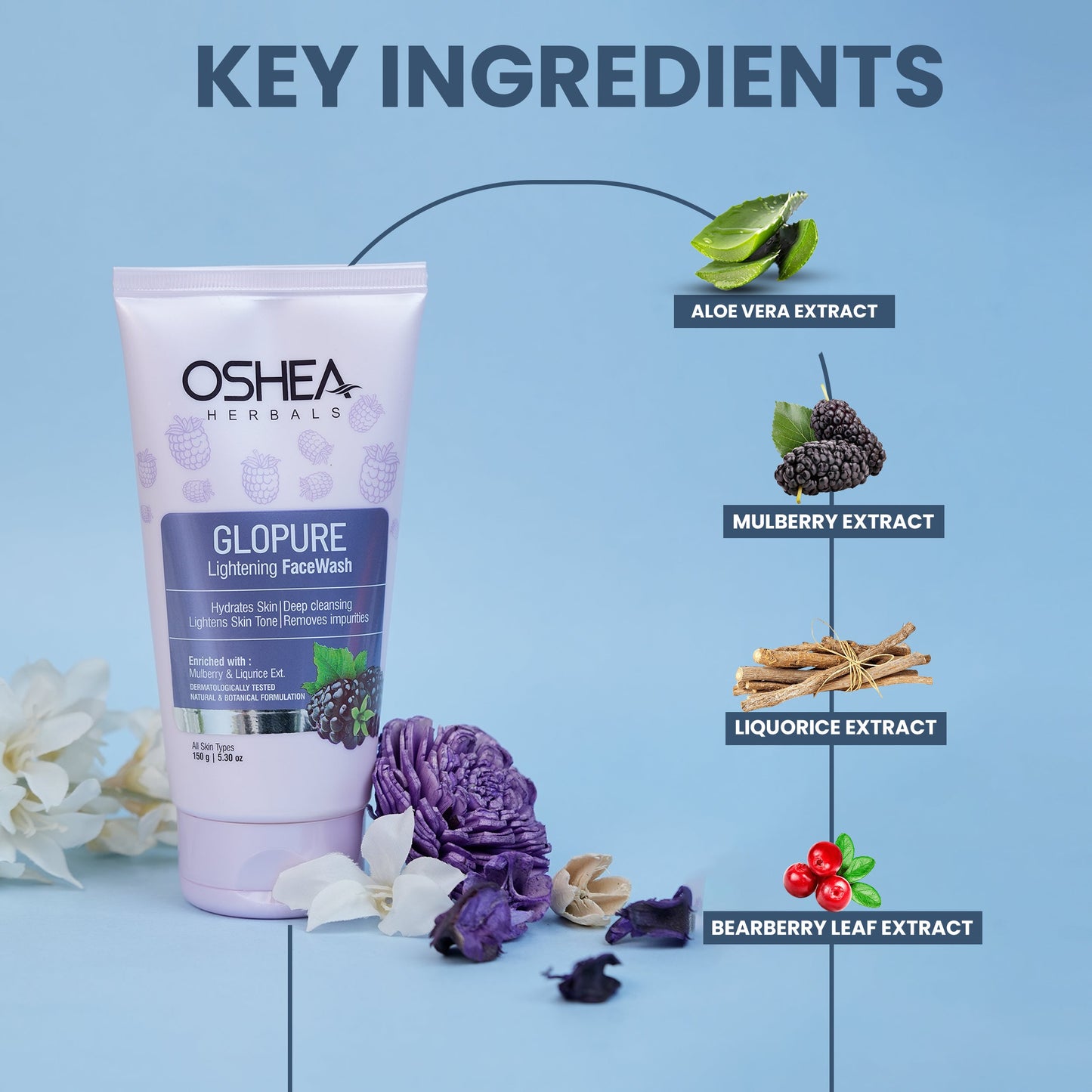 OSHEA GLOPURE LIGHTENING FACE WASH 150G