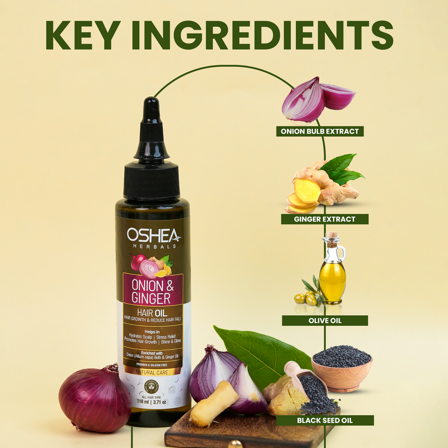 OSHEA ONION & GINGER HAIR OIL 110ML