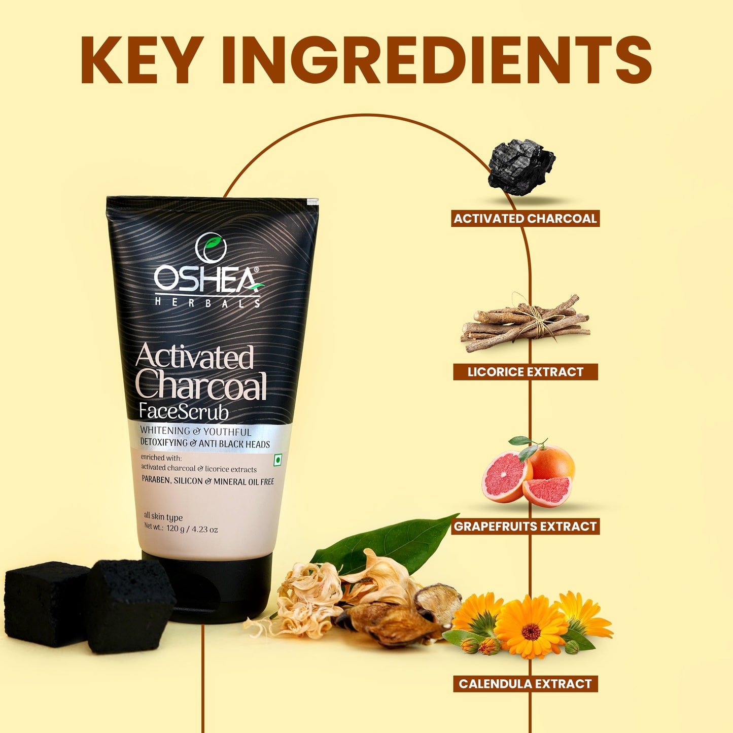 OSHEA ACTIVATED CHARCOAL FACE SCRUB 120G