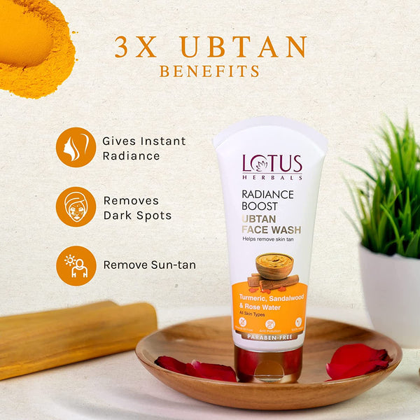 LOTUS HERBALS RADIANCE BOOST UBTAN FACE WASH 100G