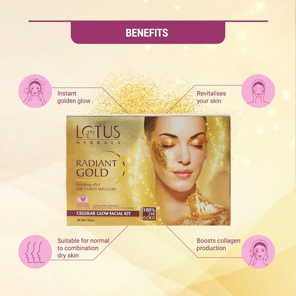 LOTUS HERBALS RADIANT GOLD CELLULAR GLOW FACIAL KIT 37G