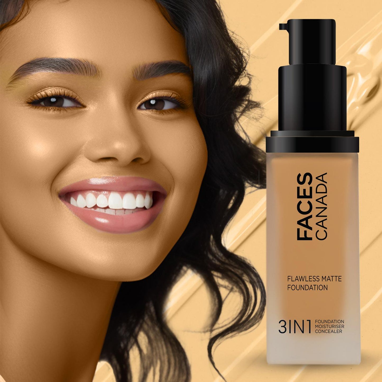 FACES FLAWLESS MATTE FOUNDATION 3 IN 1 042 WARM SAND 30ML