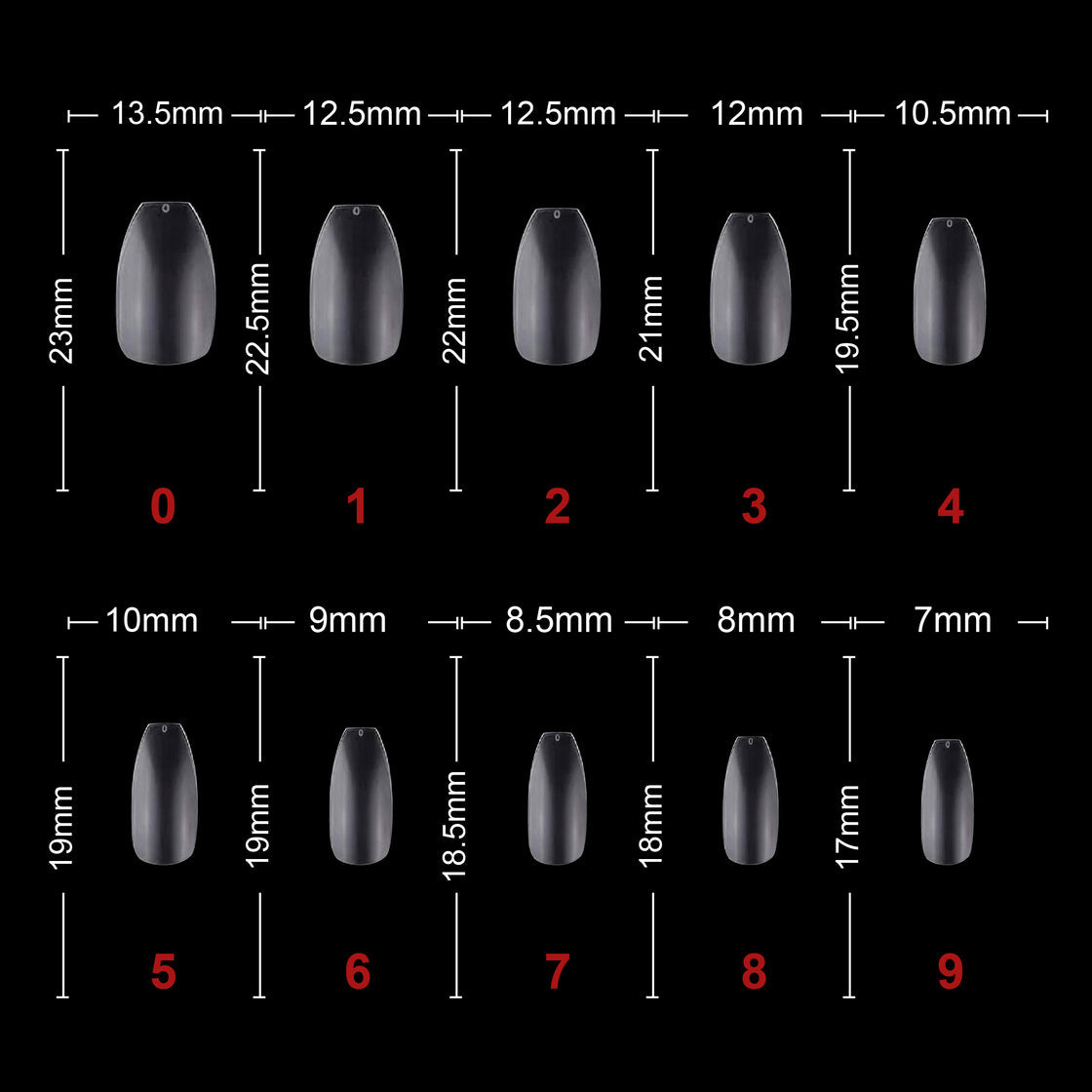 शिल्स नेल टिप्स कोरिया क्लियर शॉर्ट बैले टिप्स