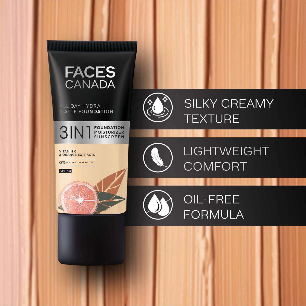 FACES ALL DAY HYDRA MATTE FOUNDATION 3 IN 1 012 ABSOLUTE IVORY 25ML