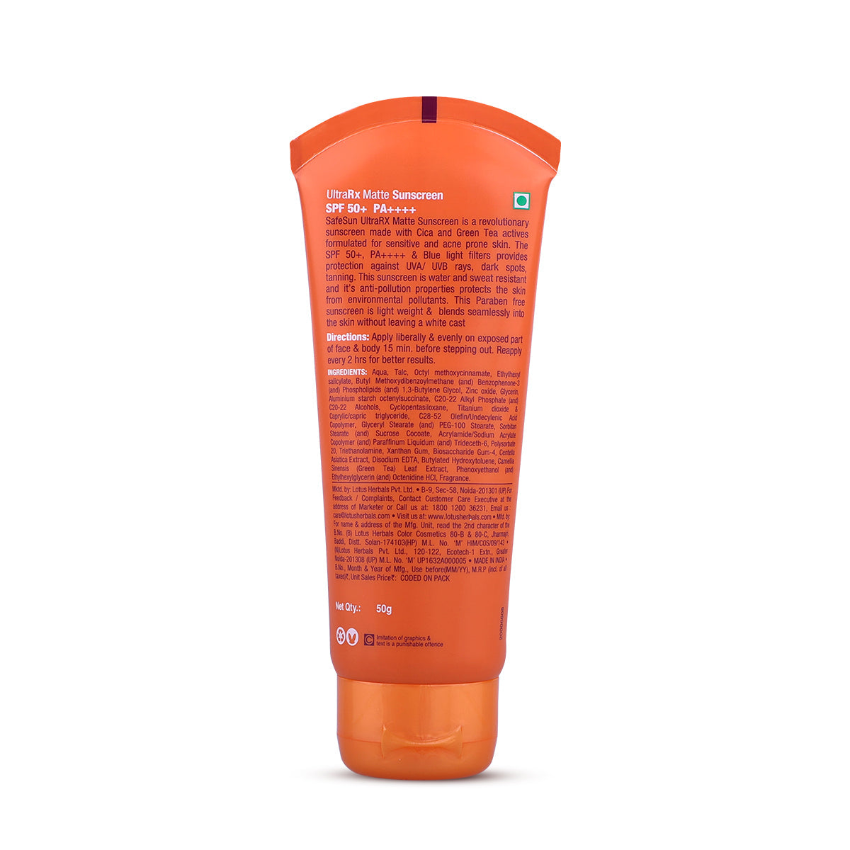LOTUS HERBALS SAFE SUN ULTRA RX MATTE SUNSCREEN SPF 50+ PA++++ 50G