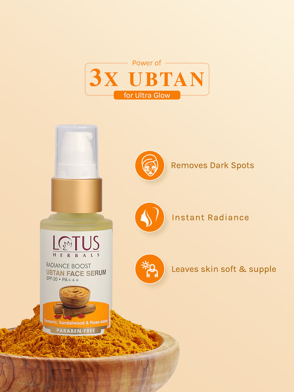 LOTUS HERBALS RADIANCE BOOST UBTAN FACE SERUM SPF-20 PA+++ 30ML