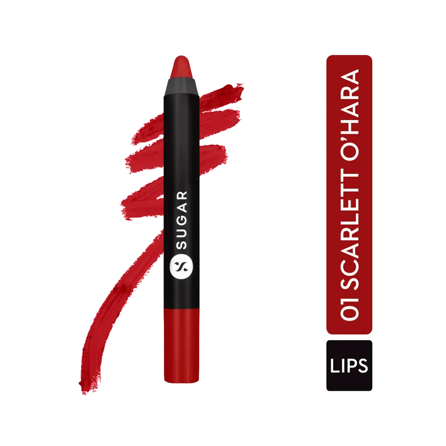 SUGAR MATTE AS HELL CREAYON LIPSTICK 01 SCARLET O`HARA