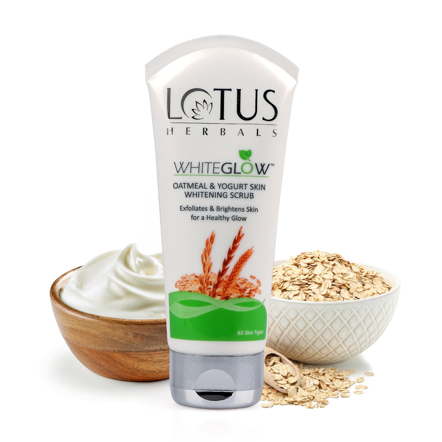 LOTUS HERBALS WHITEGLOW OATMEAL & YOUGURT SKIN WHITENING SCRUB 100G