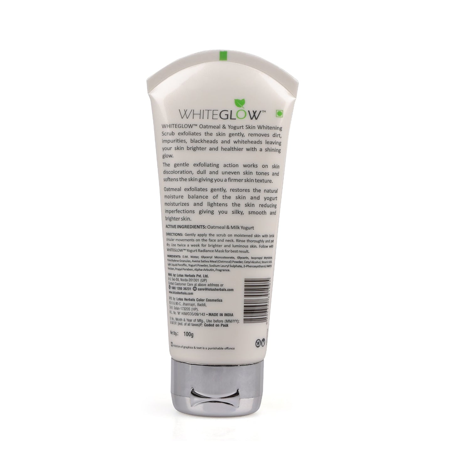 LOTUS HERBALS WHITEGLOW OATMEAL & YOUGURT SKIN WHITENING SCRUB 100G