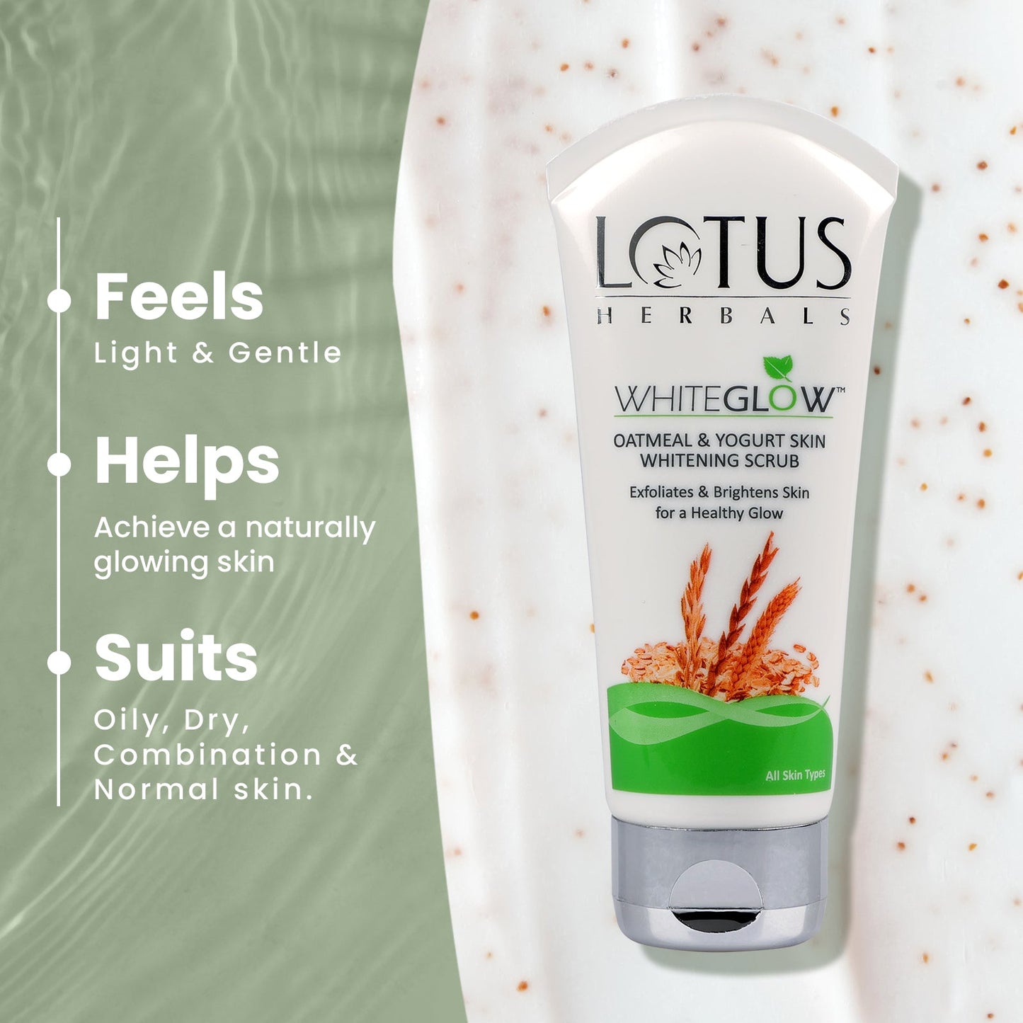 LOTUS HERBALS WHITEGLOW OATMEAL & YOUGURT SKIN WHITENING SCRUB 100G
