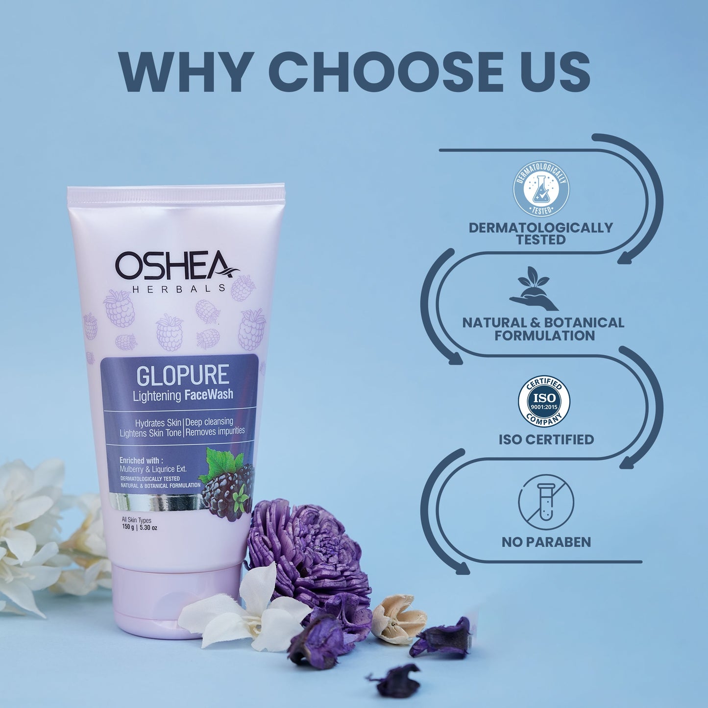 OSHEA GLOPURE LIGHTENING FACE WASH 150G