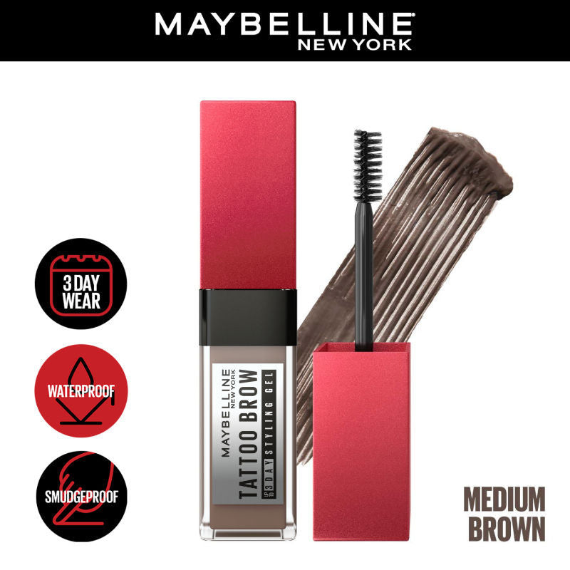MAYBELLINE TATTOO BROW UP TO 3 DAY STYLING GEL MEDIUM BROWN 6ML