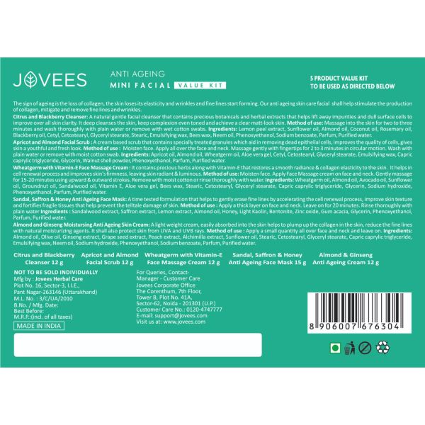 JOVEES BIO RETINOL & CICA EXTRACT ANTI AGEING FACIAL KIT 65 GM