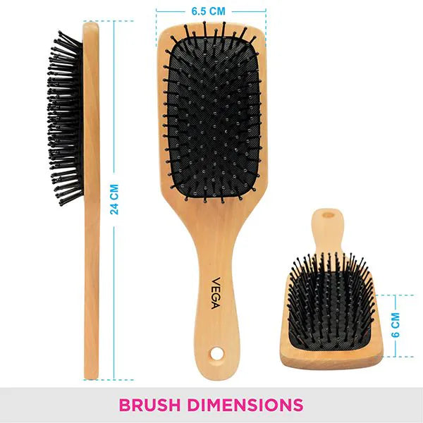 VEGA WOODEN PADDLE HAIR BRUSH SMALL E2 PBS PCS