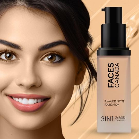 FACES FLAWLESS MATTE FOUNDATION 3 IN 1 023 CARAMEL NATURAL 30ML