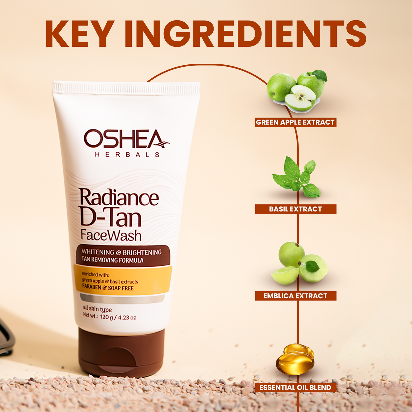 OSHEA RADIANCE D TAN FACE WASH 120G