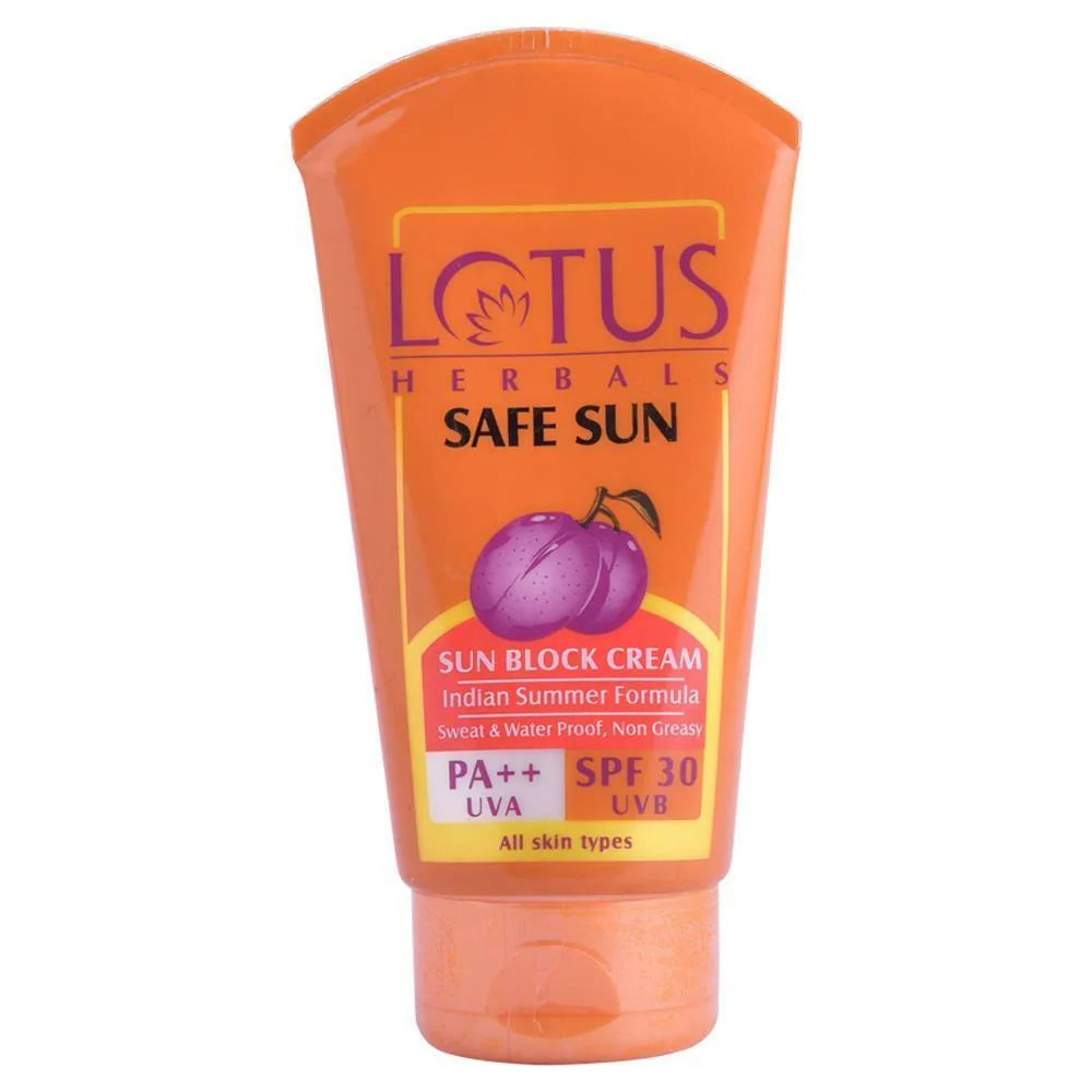LOTUS HERBALS SAFE SUN SUNSCREEN CREAM SPF 30 UVB PA++ UVA 100G