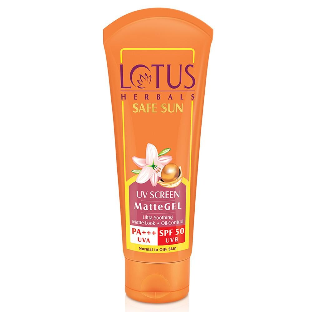 LOTUS HERBALS SAFE SUN UV SCREEN MATTE GEL SPF 50 UVB PA+++ UVA 100G