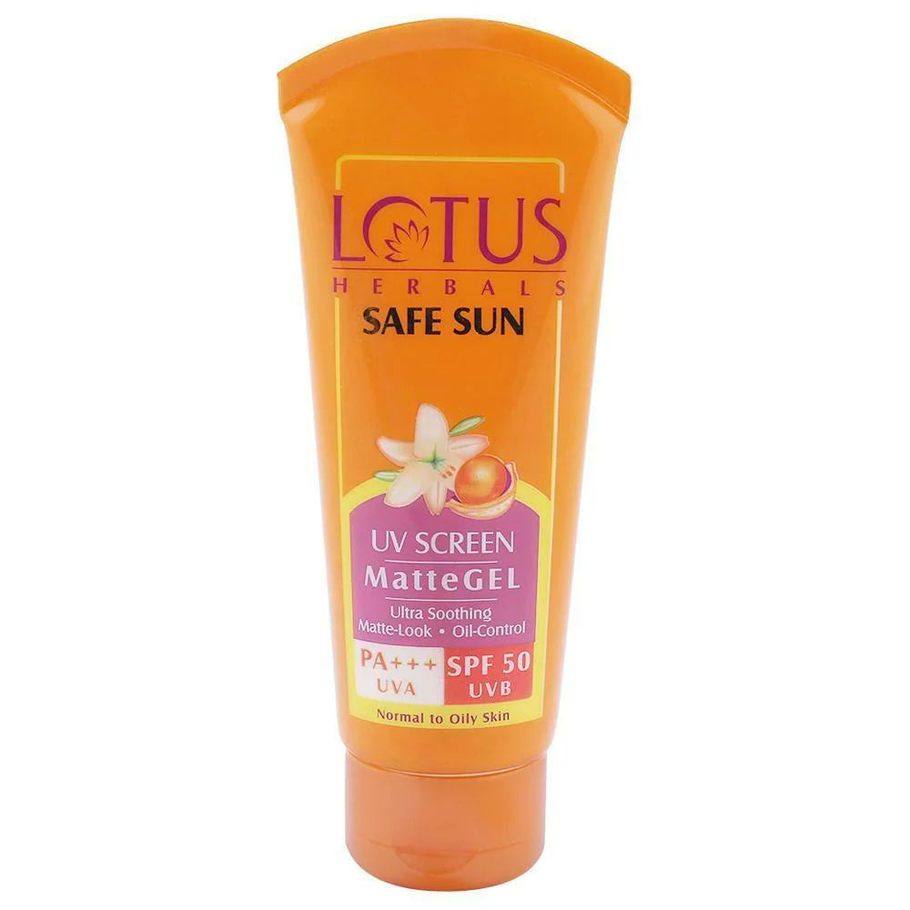 LOTUS HERBALS SAFE SUN UV SCREEN MATTE GEL SPF 50 UVB PA+++ UVA 50G