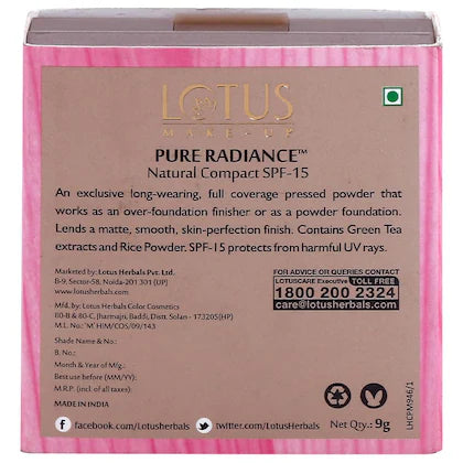 LOTUS MAKEUP PURE RADIANCE NATURAL COMPACT 575 CARAMEL 9G