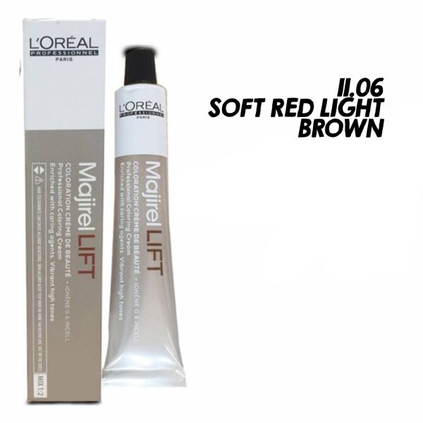 L'Oreal Majirel Lift hair color tube and packaging on a white background