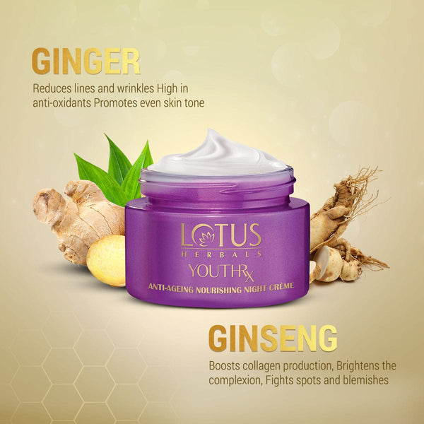 LOTUS HERBALS YOUTHRX GINEPLEX ANTI AGEING NOURISHING NIGHT CREAM 50G