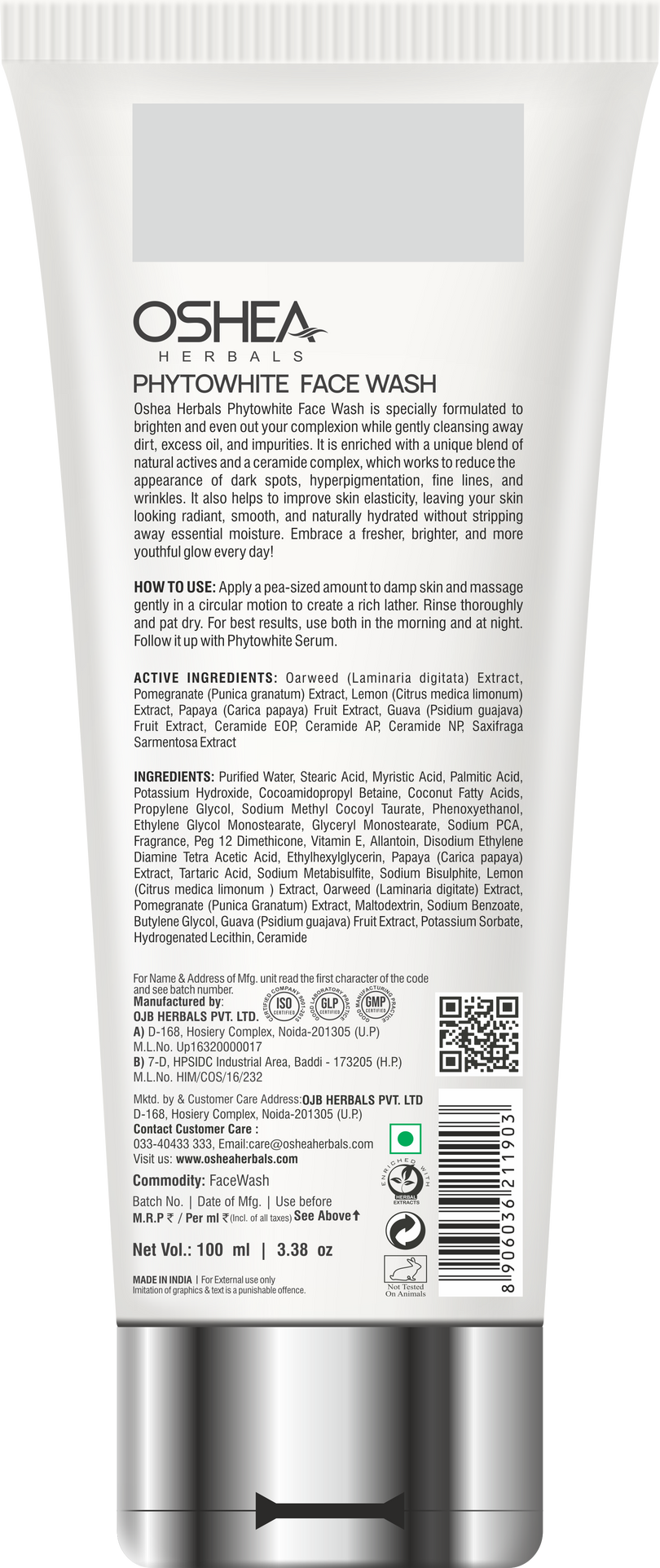 OSHEA PHYTOWHITE WHITENING BOOST FACE WASH 100ML