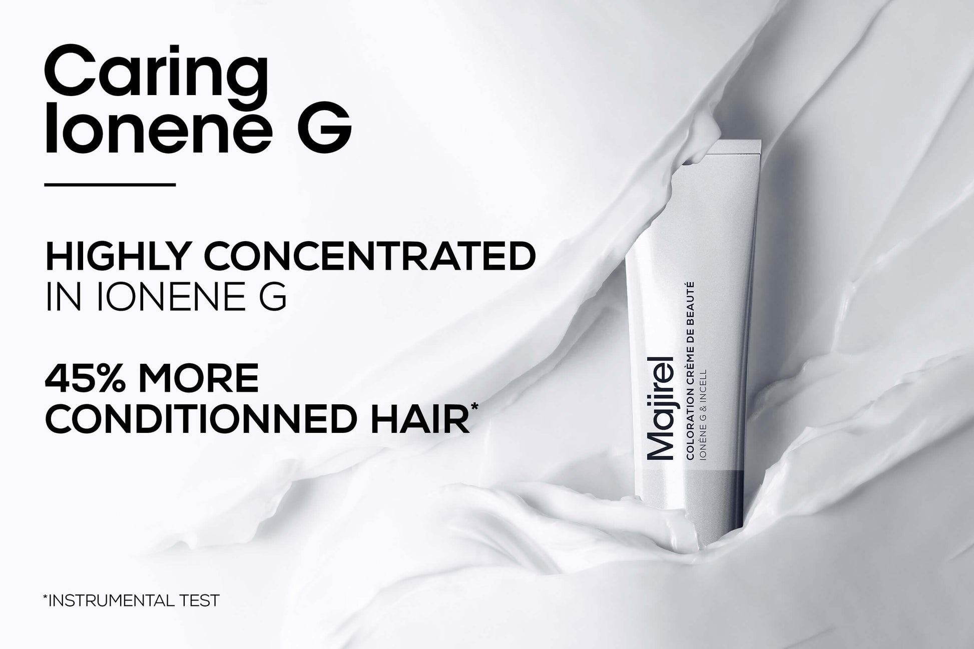 Majirel hair product packaging on a white background with text about Ionene G.