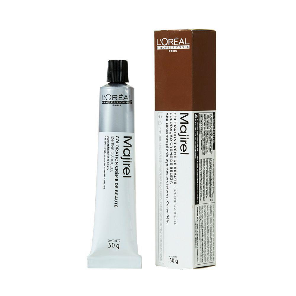 L'Oreal Majirel hair color tube and packaging on a white background