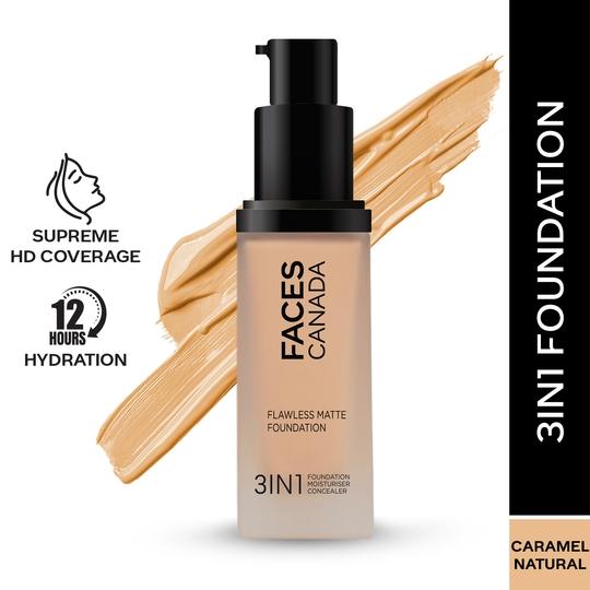 FACES FLAWLESS MATTE FOUNDATION 3 IN 1 023 CARAMEL NATURAL 30ML