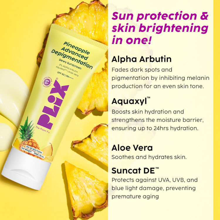 PLIX PINEAPPLE ADVANCED DEPIGMENTATION DEWY SUNSCREEN 2% SPF 50 PA++++ 50G