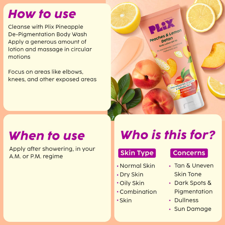PLIX PEACHES & LEMON DETAN BODY LOTION SPF 30 150ML
