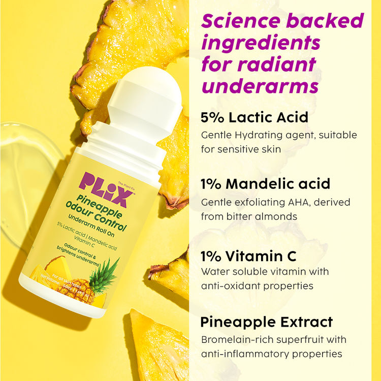 PLIX PINEAPPLE ODOUR CONTROL UNDERARM ROLL ON 50ML