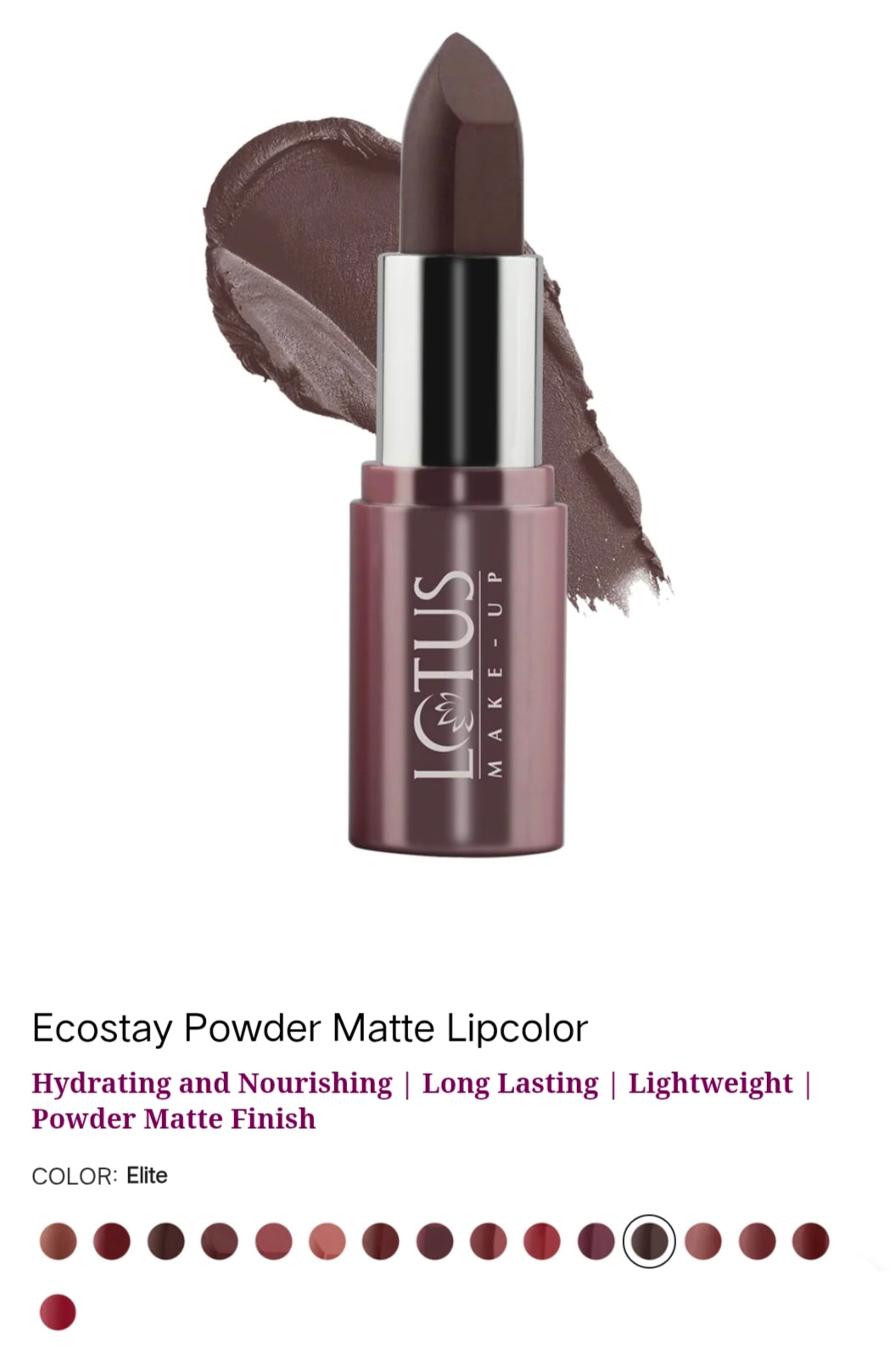 LOTUS MAKEUP ECOSTAY POWDER MATTE LIP COLOR PM12 ELITE PM12