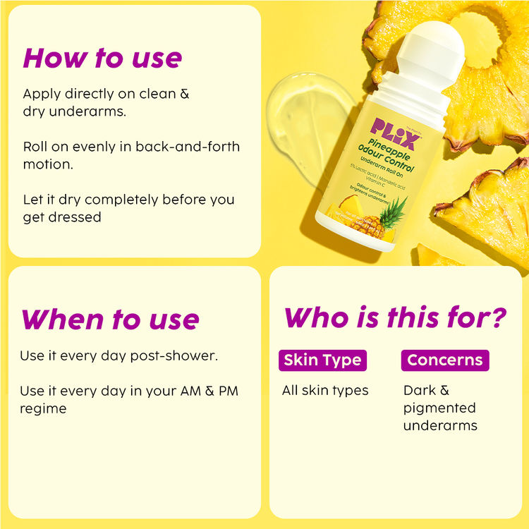 PLIX PINEAPPLE ODOUR CONTROL UNDERARM ROLL ON 50ML