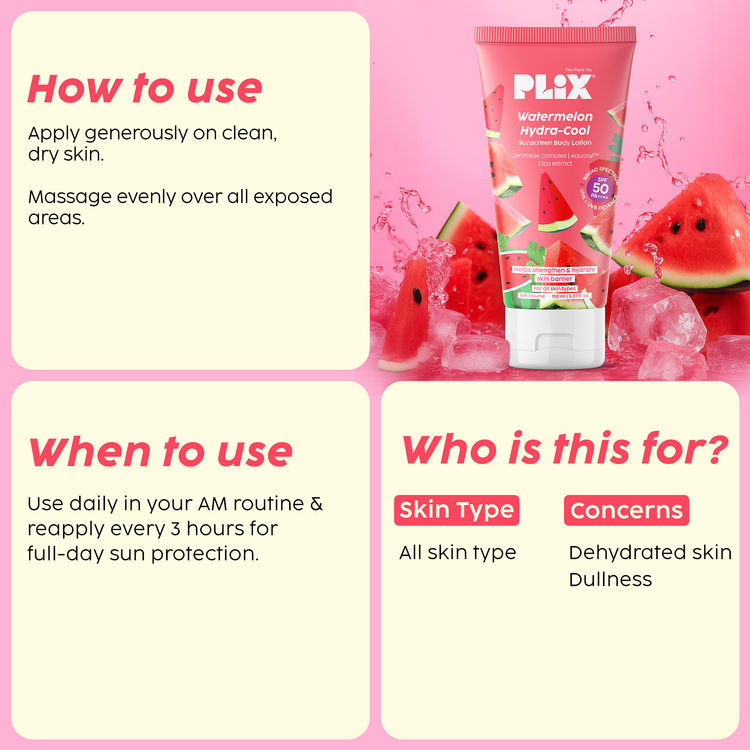 PLIX WATERMELON HYDRA-COOL SUNSCREEN BODY LOTION 150ML