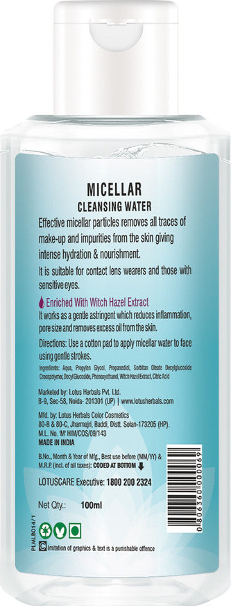 LOTUS MAKEUP MICELLAR CLEANSING WATER 100ML