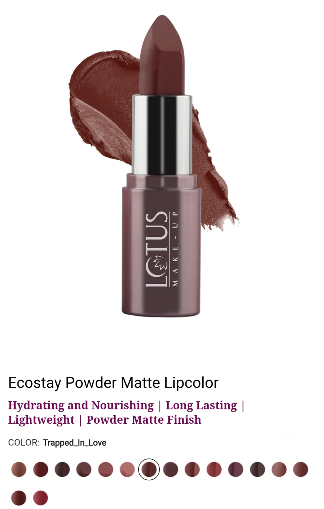 LOTUS MAKEUP ECOSTAY POWDER MATTE LIP COLOR PM07 TRAPPED IN LOVE