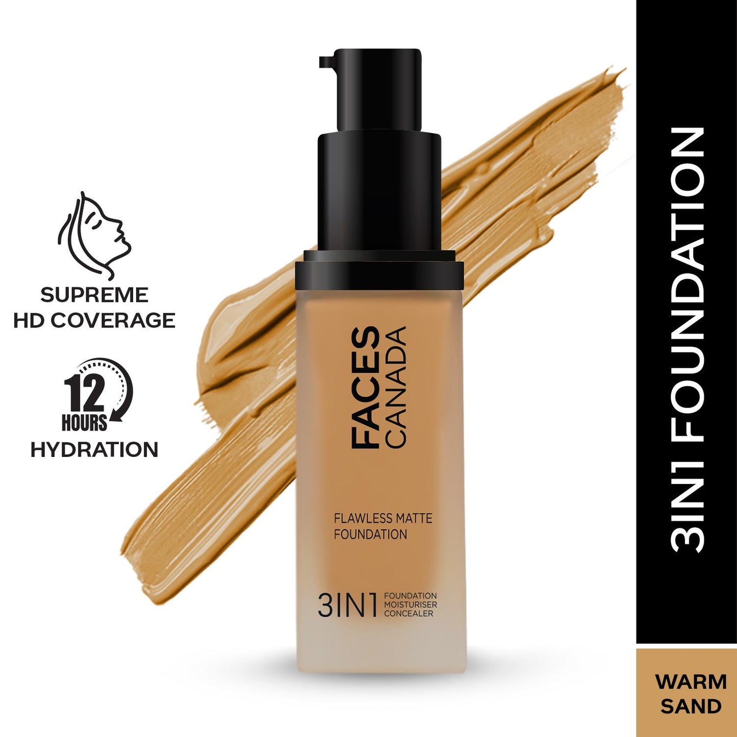 FACES FLAWLESS MATTE FOUNDATION 3 IN 1 042 WARM SAND 30ML