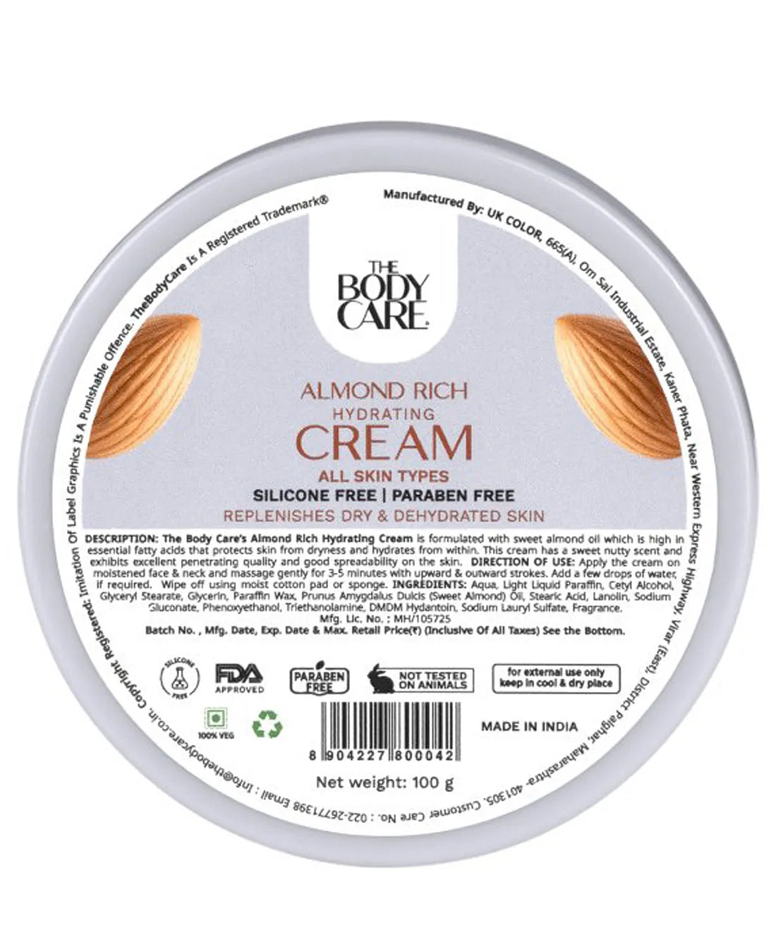 THE BODY CARE MASSAGE CREAM ALMOND 100 GRM