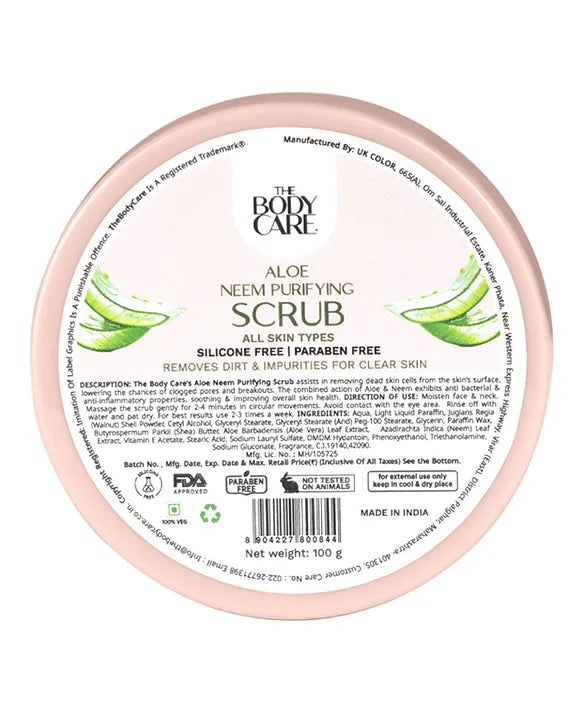 बॉडी केयर स्क्रब एलो नीम प्यूरीफाइंग 100 ग्राम