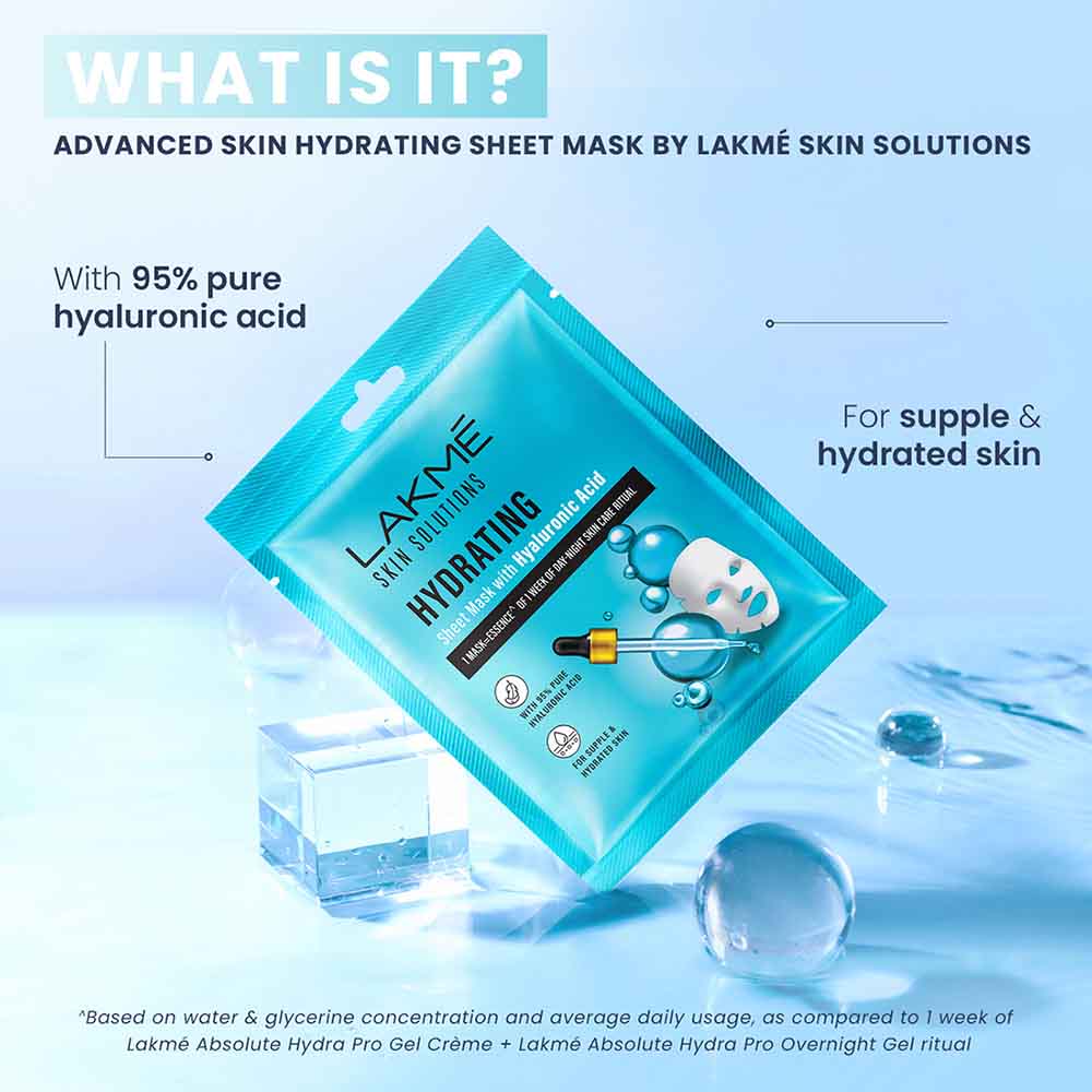 LAKME SHEET MASK HYDRATING WITH 95% PURE HYALURONIC ACID 25ML