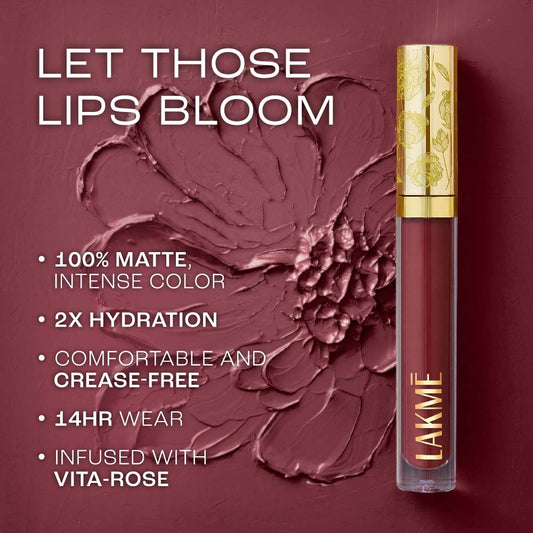 LAKME ROUGE BLOOM MATTE LIP LIQUID LIPSTICK 303 TENDER TULIP 3.5ML