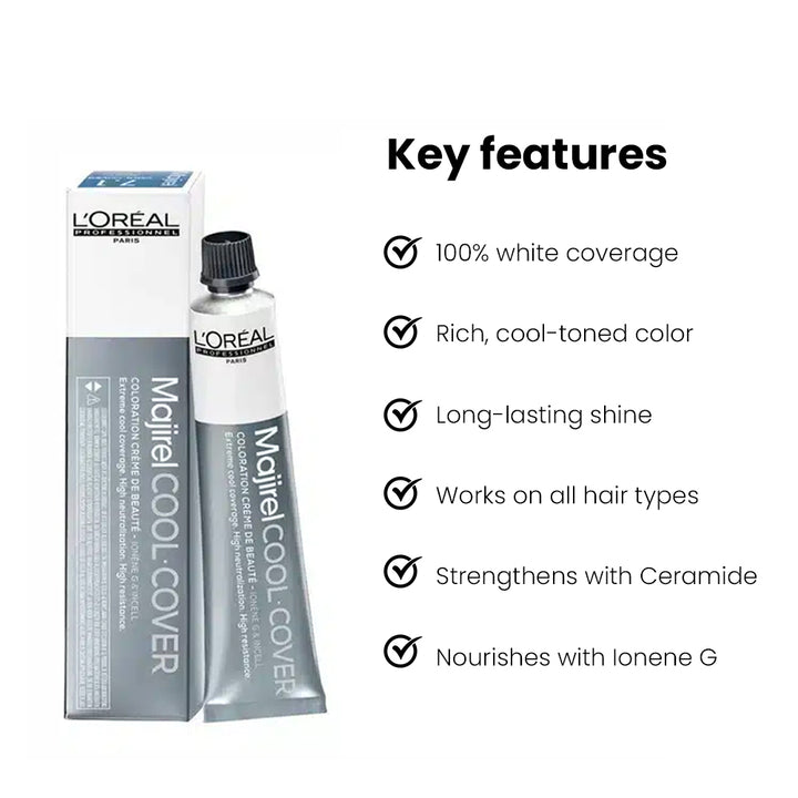 L'Oreal Majirel Cool Cover hair dye with packaging on a white background